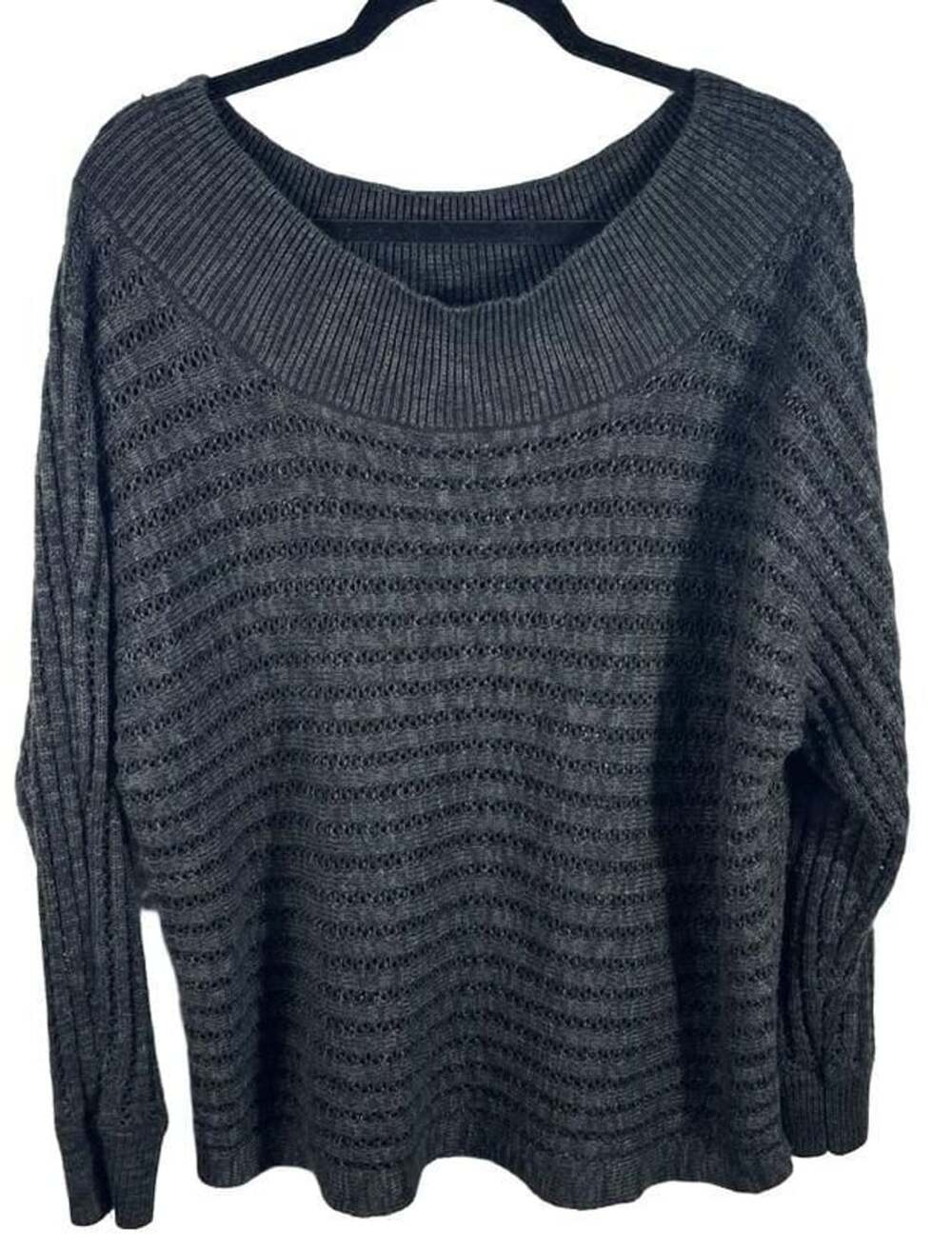 maurices Sweater Size XL Gray Open Knit Cowl Neck Dolman Sleeve